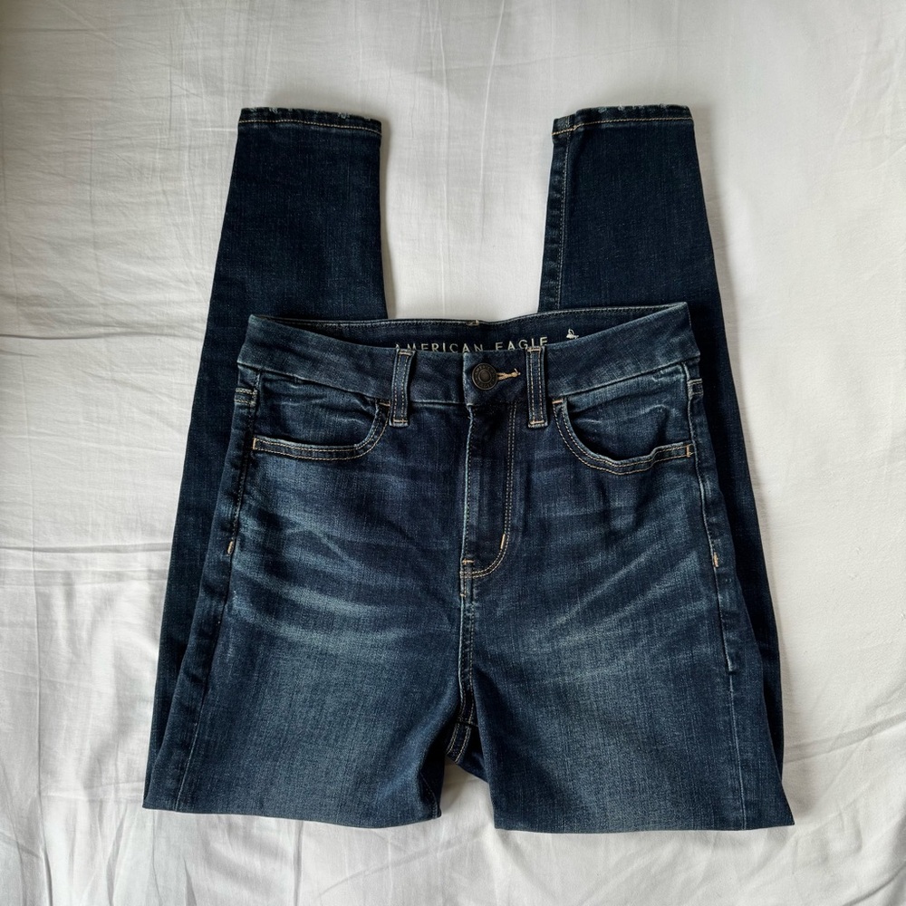 American Eagle Outfitters Women's Dark Blue High Rise Jeggings